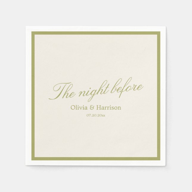 Servilleta De Papel Olive Green Rehearsal Dinner Napkins (Anverso)