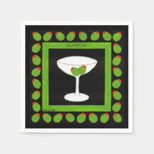 Servilleta De Papel Olive Martini bebida retro Personalizado negro ver