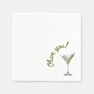 Servilleta De Papel Olive Martini "¡Olive you!" Napkins Cocktail