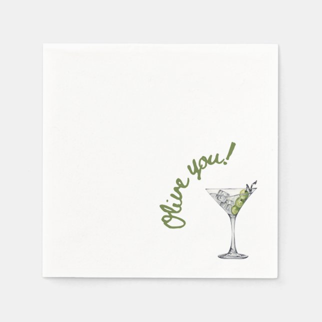Servilleta De Papel Olive Martini "¡Olive you!" Napkins Cocktail (Anverso)