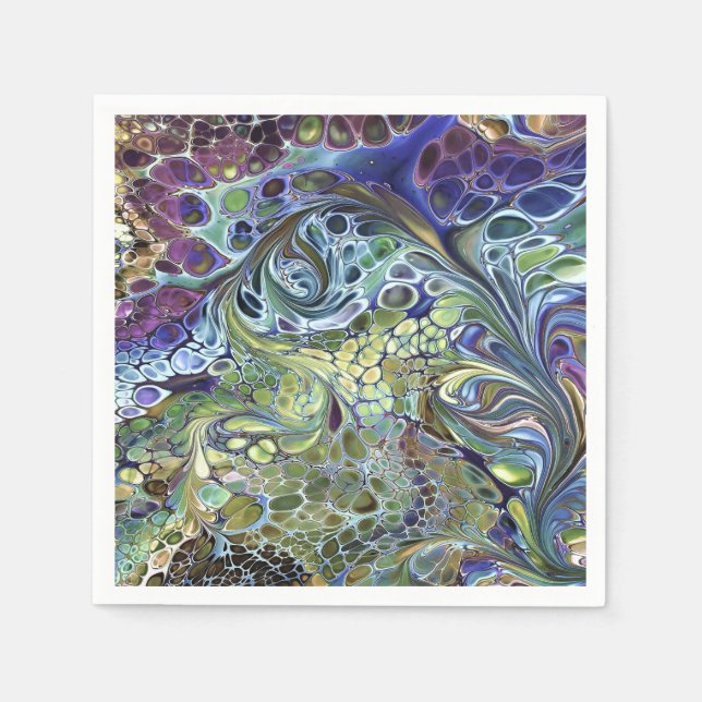 Servilleta De Papel Olive sage green, púrpura azul burgundy abstracto (Anverso)