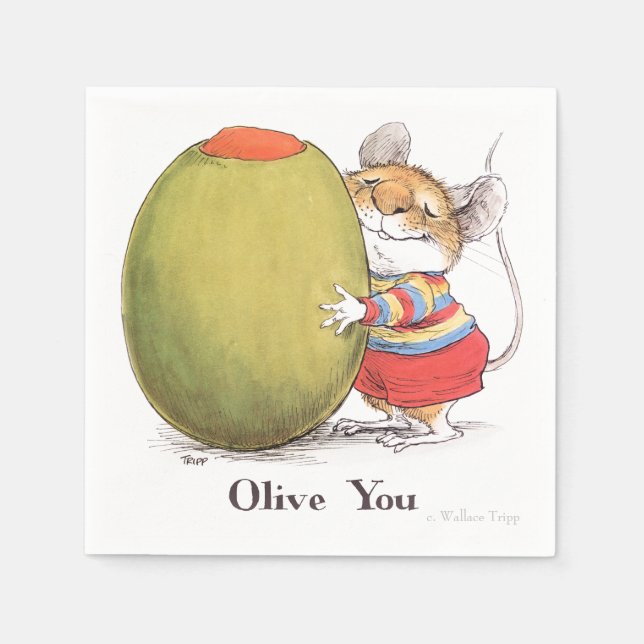 Servilleta De Papel Olive You Mouse Coctail Napkin (Anverso)