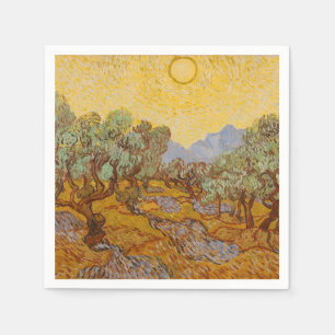 Servilleta De Papel Olivos de Van Gogh Cielo Sol Amarillo