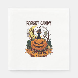 Servilleta De Papel Olvidar Caramelo Solo Dame Gato Halloween Calabaza