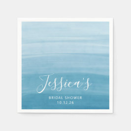 Servilleta De Papel Ombre Gradiente Dip Dye Ocean Blue Bridal Shower