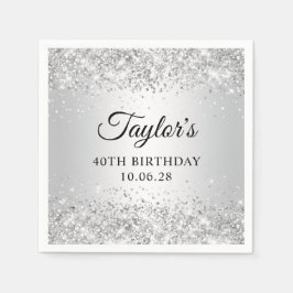 Servilleta De Papel Ombre plateado Purpurinoso 40 cumpleaños