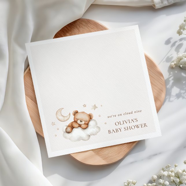 Servilleta De Papel On Cloud Nine Neutral Teddy Bear Baby Shower  (Subido por el creador)
