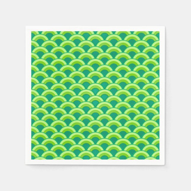 Servilleta De Papel Onda patrón Art Déco - verde jade (Anverso)