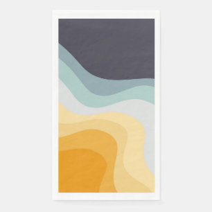 Servilleta De Papel Ondas de estilo retro azul y amarillo
