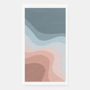 Servilleta De Papel Ondas de estilo retro azul y rosa