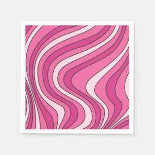 Servilleta De Papel Ondas de estilo retro rosa