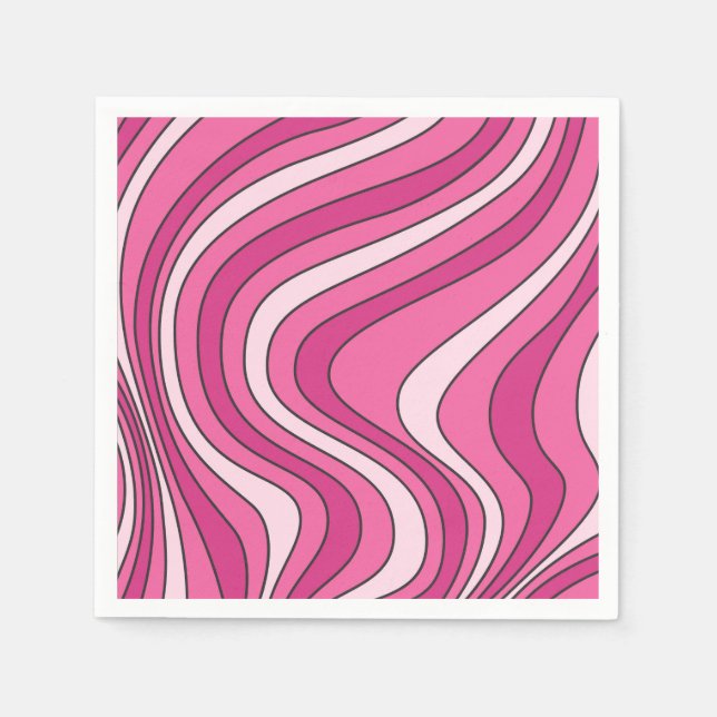 Servilleta De Papel Ondas de estilo retro rosa (Anverso)
