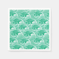 Ondas japonesas vintage, verde jade y blanco