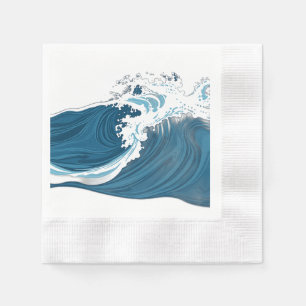 Servilleta De Papel Ondas oceánicas azules monocromáticas