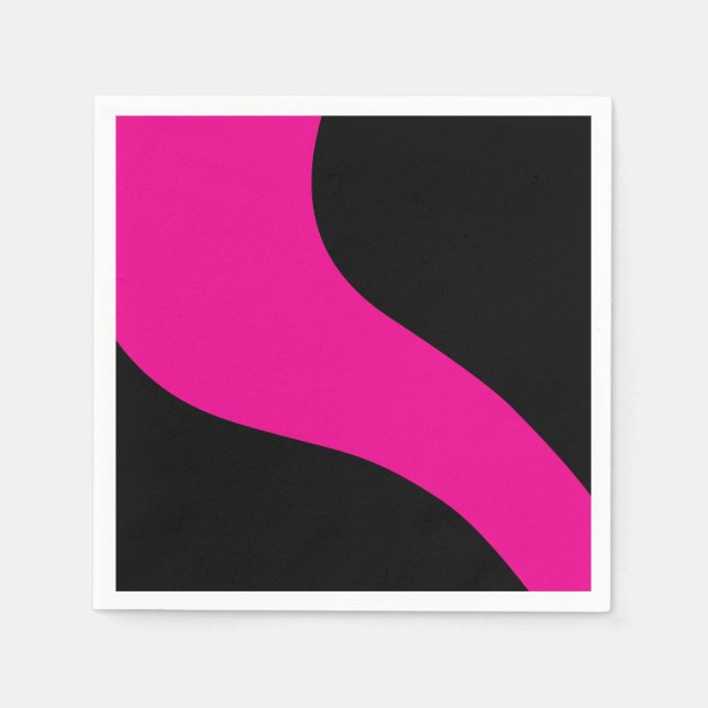 Servilleta De Papel Ondas Simples en Magenta y Negro (Anverso)