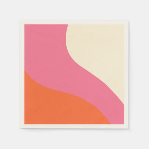 Servilleta De Papel Ondas simples - rosa, Naranja y crema