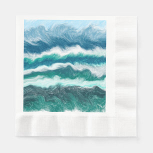 Servilleta De Papel Ondas turquesa y azul del océano