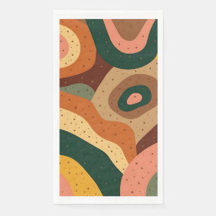Servilleta De Papel Ondas y puntos retro Groovy con colores vibrantes