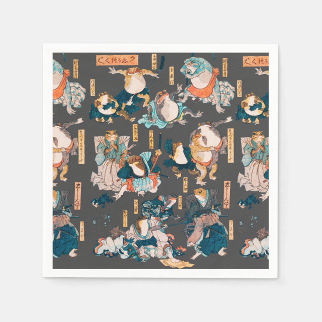 Servilleta De Papel Ondulaciones ukiyo-e de rana japonesa (Anverso)