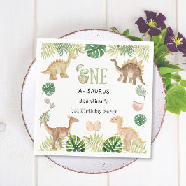 Servilleta De Papel One a Saurus 1er cumpleaños Papel Napkin