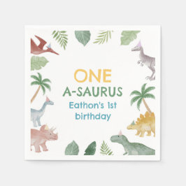 Servilleta De Papel One A Saurus Dinosaur Boy Birthday Party Napkins