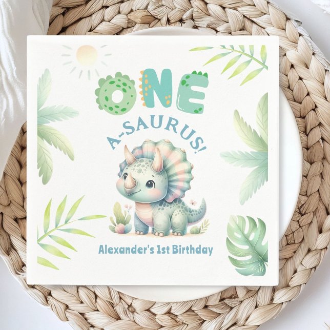 Servilleta De Papel One A-Saurus Triceratops Dinosaur 1º cumpleaños (Subido por el creador)