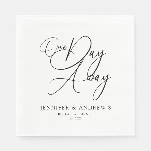 Servilleta De Papel One Day Away Elegant Rehearsal Dinner Personalized (Anverso)
