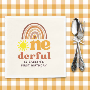 Servilleta De Papel One - Derful Retro First Birthday with Boho Style