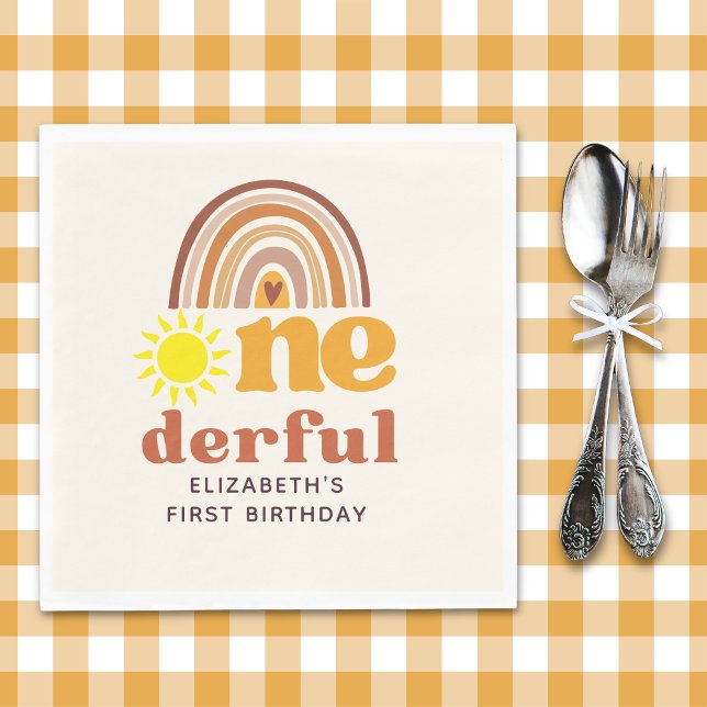 Servilleta De Papel One - Derful Retro First Birthday with Boho Style (Subido por el creador)