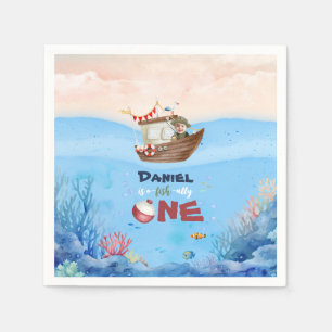 Servilleta De Papel One Fishing One Pescador One Birthday Paper Napkin