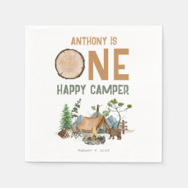 Servilleta De Papel One Happy Camper Watercolor Woodland Primer cumple