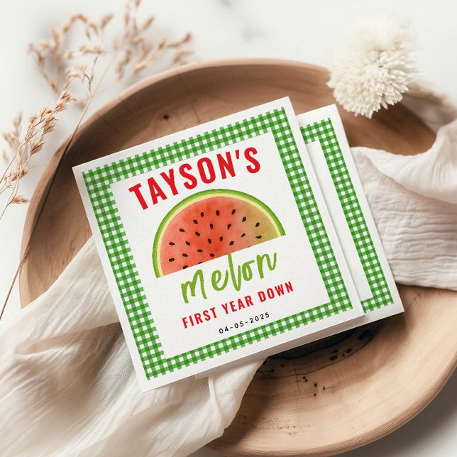 Servilleta De Papel One in a Melon 1st Birthday – Cute Watermelon (Subido por el creador)