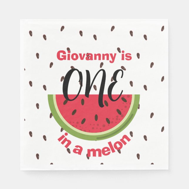 Servilleta De Papel One in a Melon 1st Birthday Party (Anverso)
