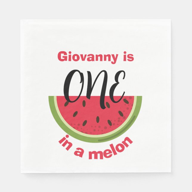 Servilleta De Papel One in a Melon 1st Birthday Party (Anverso)