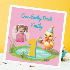 Servilleta De Papel One Lucky Duck Kids 1st Birthday Photo