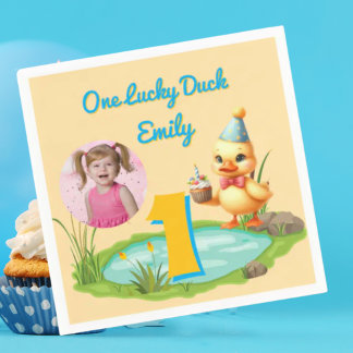 Servilleta De Papel One Lucky Duck Kids 1st Birthday Photo