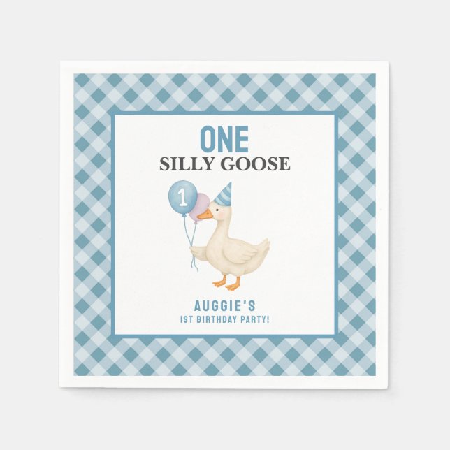 Servilleta De Papel One Silly Goose 1st Birthday (Anverso)