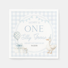 Servilleta De Papel ONE Silly Goose Blue 1st Birthday Party
