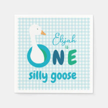 One Silly Goose Blue Gingham First Birday Party