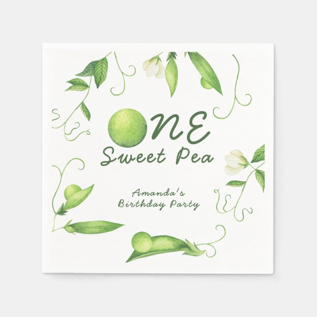 Servilleta De Papel One Sweet Pea First Birthday (Anverso)