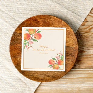 Servilleta De Papel One Sweet Peach First Birthday Paper Napkin