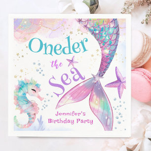 Servilleta De Papel Oneder La Sirena Cumpleaños 1 Rosa Púrpura