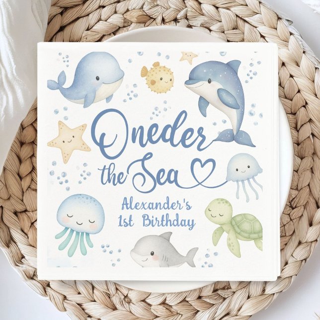 Servilleta De Papel ONEder The Sea Boy 1st birthday Cute Ocean  (Subido por el creador)