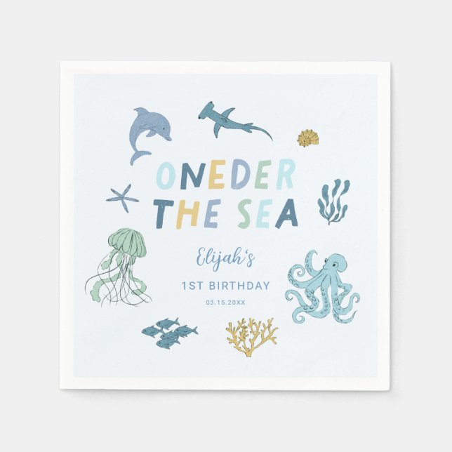 Servilleta De Papel Oneder The Sea Boy Birthday Party (Anverso)