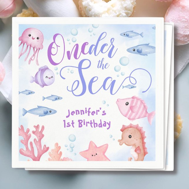 Servilleta De Papel ONEder The Sea Chicas 1 cumpleaños Cute Ocean (Subido por el creador)