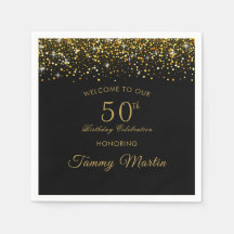 Opulent Gold Confetti 50th Birthday Paper Napkins