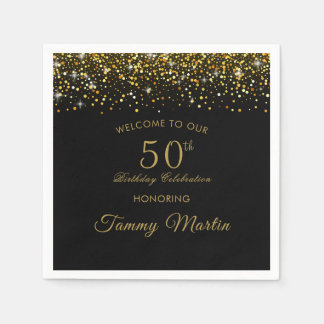 Servilleta De Papel Opulent Gold Confetti 50th Birthday Paper Napkins