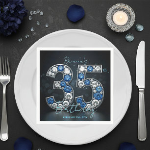 Servilleta De Papel Opulento Sapphire Diamond 35 cumpleaños