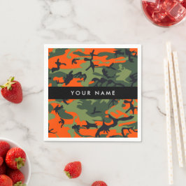 Servilleta De Papel Orange Camouflage Pattern, Your name, Personalize