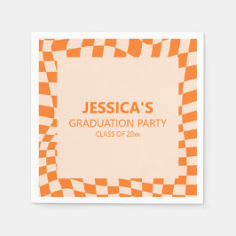 Servilleta De Papel Orange Checker Graduation Party Custom 2026